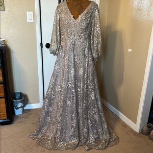 Elegant Silver Evening Gown